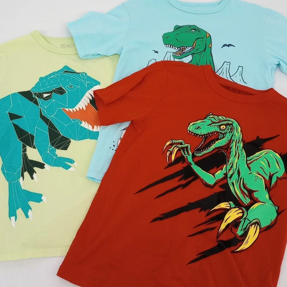The Children's Place Graphic T-Shirts Kids Size M 7/8 Dinosaur Set of 3